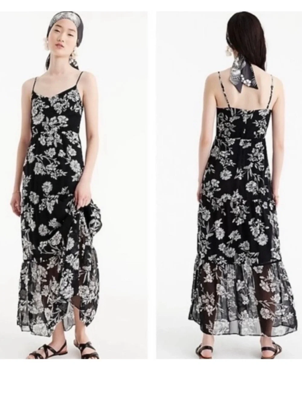 J.Crew Mercantile Black & White Floral Maxi Dress Size 12
